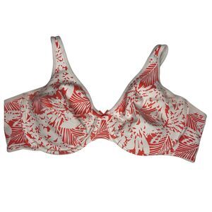 Cacique Orange white floral unlined full coverage bra 38D